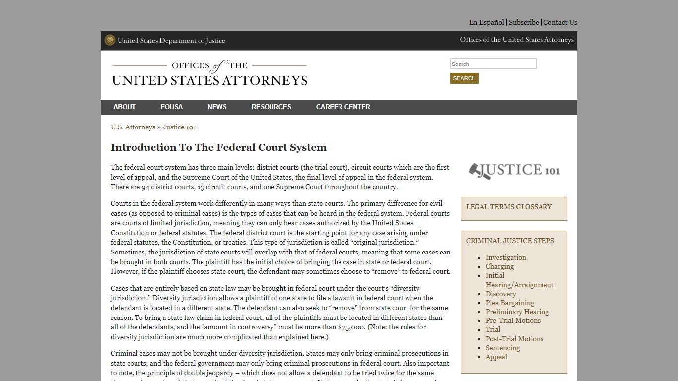 Introduction To The Federal Court System | USAO | Department of Justice